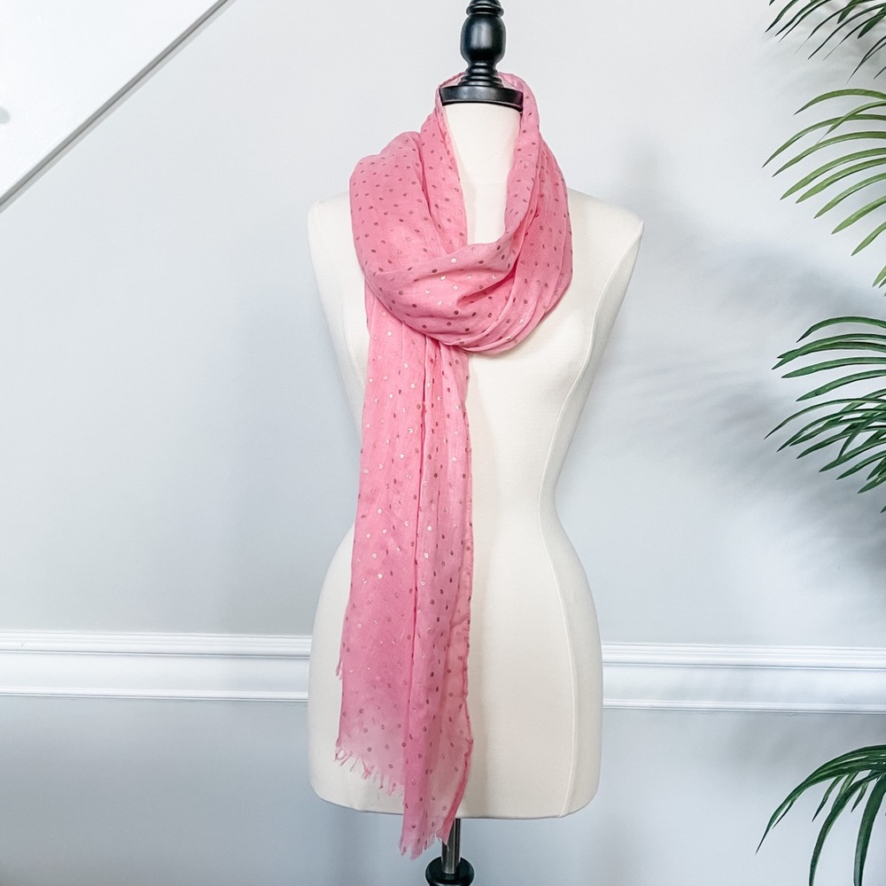 Pink and Gold Polka Dot Scarf
